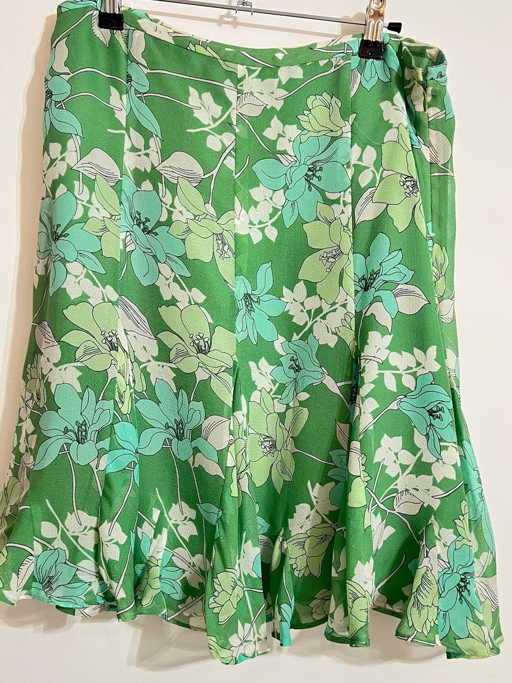 Loft Green Floral A-Line Skirt NWT Sz 10 A0073